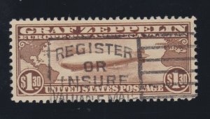 US C14 $1.30 Graf Zeppelin Air Mail Used PSE Cert Graded 95 XF-SUP SMQ $850
