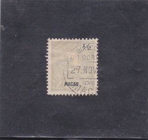 MACAU D. CARLOS I 1/2a. VARIETY PERF. 12,5  AF #  78  (1898)