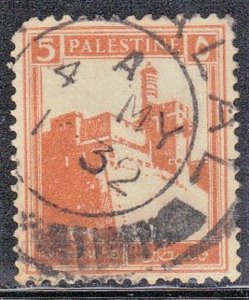 PALESTINE  SC# 67 **USED** 5m 1927-42  citadel at jerusalem  SEE SCAN