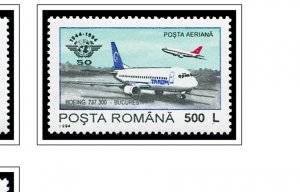 COLOR PRINTED ROMANIA AIRMAIL 1928-2000 STAMP ALBUM PAGES (56 illustrated pages)