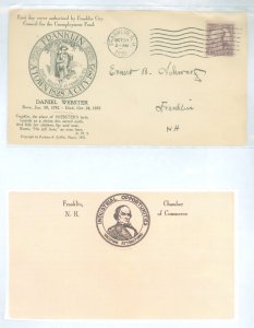 US 725 1932 3c Daniel Webster Sesquicentennial Single On An Addressed FDC With Two City Of Franklin, NH Cachets, Rodney Griffin,
