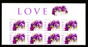 US Scott #4450, 2010 44c, Love: Pansies in a Basket. Header block of 8, MNH/OG