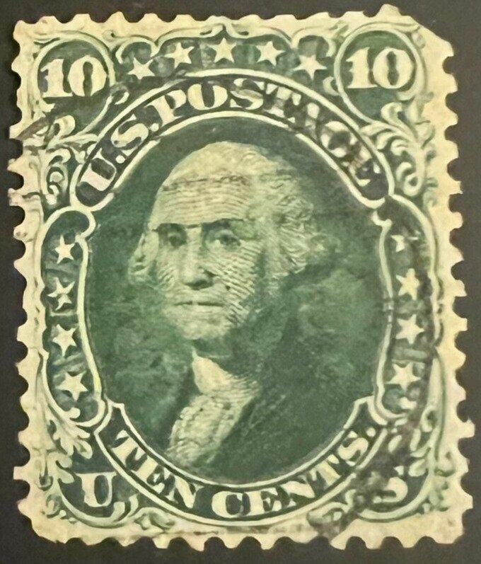 Scott#: 62B - George Washington rare 10¢ 1861 used single stamp - beautiful!