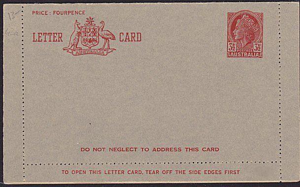 AUSTRALIA QE 3½d lettercard unused..........................................3722