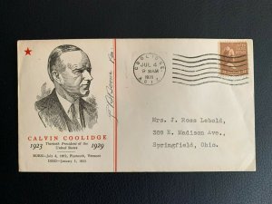 scott 834 Calvin Coolidge PRESIDENTIAL FDC cachet but using stamp 805, signed!!!