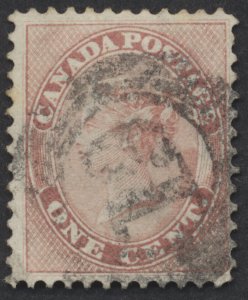 Canada #14 1c Victoria Perf 12 Used London 4-Ring Numeral 19 Cancel