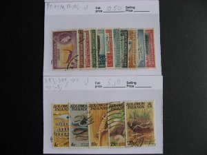 Solomon Islands U, MH stamps assembled in sales cards