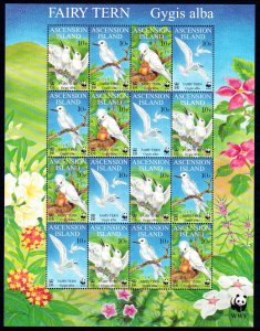 Ascension Island 1999 Fairy Tern Bird - WWF Complete Mint MNH Sheet SC 728a