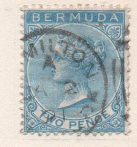 Bermuda Sc 20 1886 2 d blue Victoria stamp used