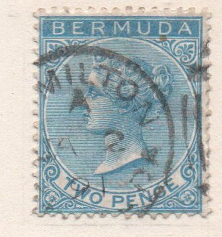 Bermuda Sc 20 1886 2 d blue Victoria stamp used