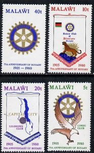 MALAWI - 1980 - Rotary Int. 75th Anniv - Perf 4v Set - Mint Never Hinged