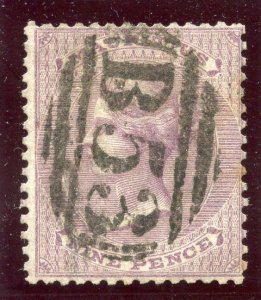 Mauritius 1860 QV 9d dull purple very fine used. SG 51. Sc 29.