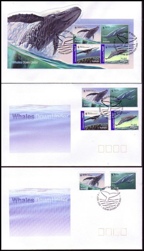 Australia WWF Whales Down Under FDCs set of 3