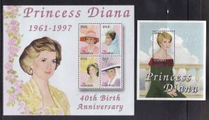 Gambia-Sc#2566-7-two unused NH sheet-Royalty-Princess Diana-