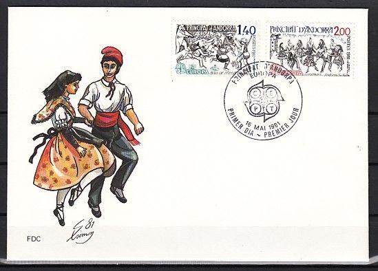 Andorra, Fr, Scott cat. 286-287. Europa issue. Dancers. First day cover.  ^*