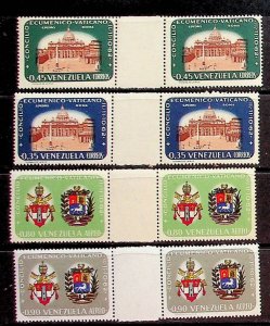 VENEZUELA Sc 834-5,C829-30 NH GUTTER PAIRS OF 1963 - VATICAN