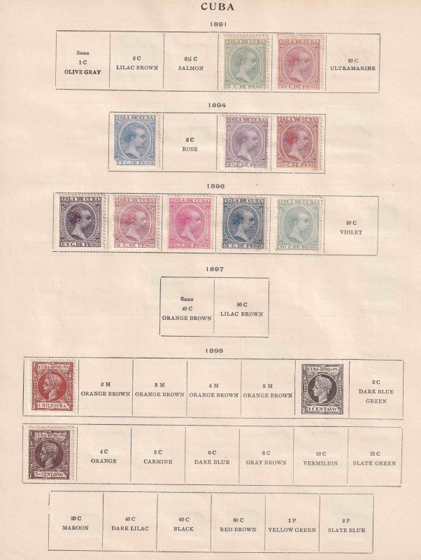 CUBA 3 ALBUM PAGES 1881+ MUCH MINT COLLECTION LOT 43 STAMPS $$$$$$$