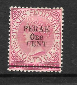 PERAK  1891  1c on  2c    QV      MH   SG 60