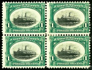 US Stamps # 294 MLH F-VF Block 4