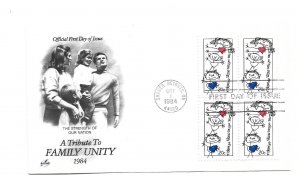 2104 Family Unity, ArtCraft block of 4 FDC