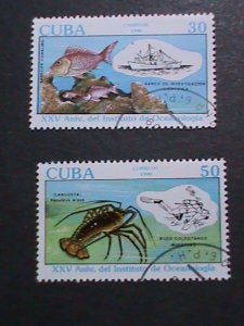 ​CUBA-VERY OLD CUBA-FISHING BOAT AND LOBSTER STAMPS USED- VERY FINE