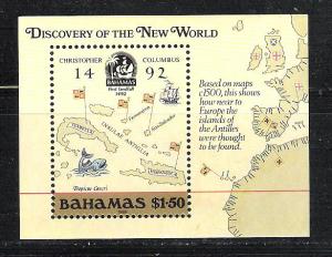 Bahamas 644 MNH S/S Disc. of America; Map circa 1492 scv $12