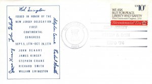 NEW JERSEY DELEGATION TO THE FIRST CONTINENTAL CONGRESS (1774) CACHET COVER 1974