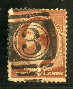 U.S. 210 USED FANCY NUMERIAL 3 CANCEL 