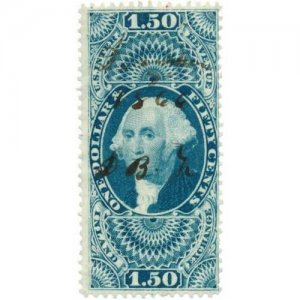 1862-71 $1.50 U.S. Internal Revenue, Washington First Issue Inland Exchange R78c