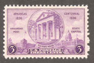 United States Scott 782 Unused LHOG - 1936 Arkansas Centennial Issue