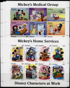 Guyana 2917-28 MNH Disney Characters at Work, Medicine, Animals, Art