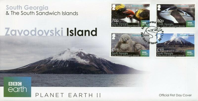 South Georgia & Sandwich Isl 2016 FDC Zavodovski Island 4v Cover Penguins Stamps