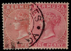 BERMUDA QV SG22 + 23, 1d SHADE VARIETIES, FINE USED.