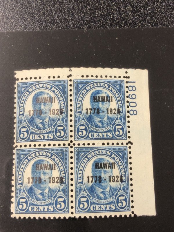 US stamps Scott 648 Hawaii overprint issue plate block of 4 mint Never Hinged XF 