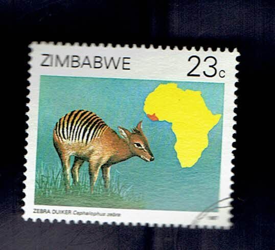ZIMBABWE SCOTT#551 1987 23c ZEBRA DUIKER - USED