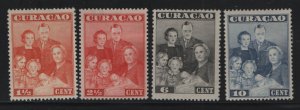 CURACAO, 170-173, SET(4), HINGE REMNANT, 1943, ROYAL FAMILY