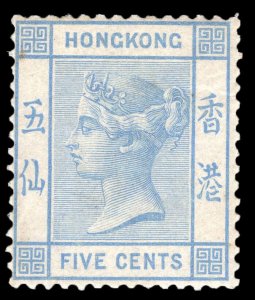 MOMEN: HONG KONG SG #29 1880 CROWN CC UNUSED £800 LOT #64916 