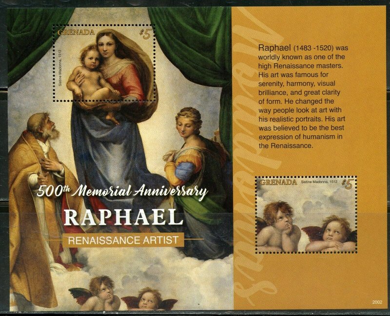 GRENADA 2020  500th MEMORIAL ANNIVERSARY OF RAPHAEL SOUVENIR SHEET MINT NH