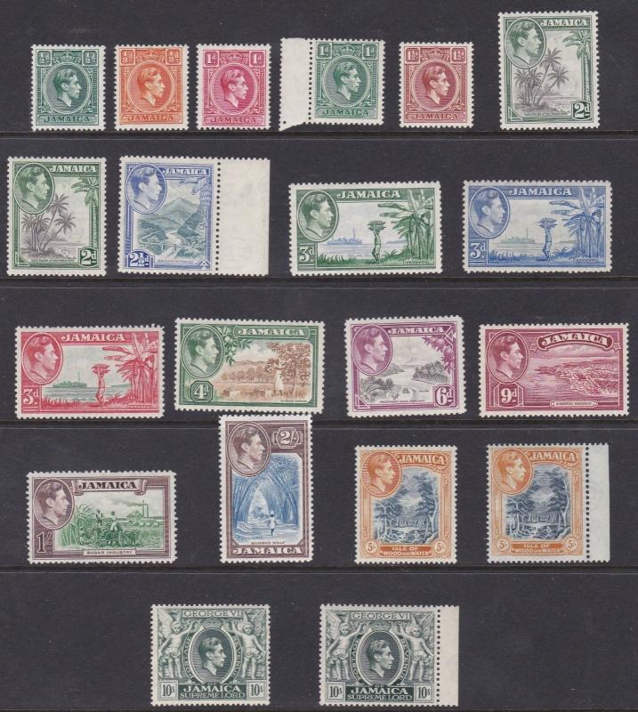 JAMAICA  1938 - 52  S G 125 - 133  VARIOUS  VALUES TO 10/-  MH  CAT £140+ 