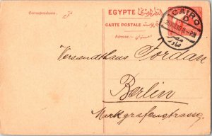 Egypt 4m Sphinx and Pyramid Postal Card 1910 Cairo D to Berlin, Germany.