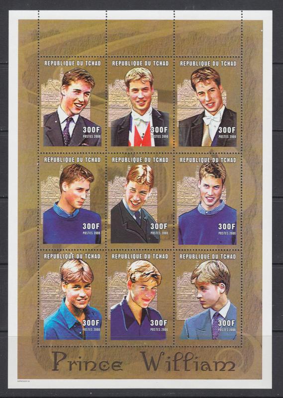 Chad Sc 909-910 MNH. 2001 British Royalty, Queen Mother & Prince William, cplt