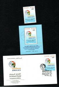 2014- Tunisia- Africa Postal Forum on Electronic Commerce– MS FDC  Set 1v.MNH** 