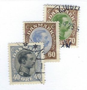 Denmark SC#117,123,125 Used F-VF SCV$13.00...Worth a Close Look!