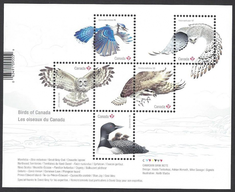 Canada #3017 MNH ss, birds, issued 2017