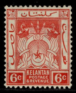 MALAYSIA - Kelantan GV SG19a, 6c scarlet, M MINT.