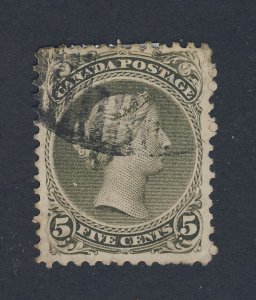 Canada Large Queen Used Stamp; #26-5c HR F/VF Guide Value = $200.00