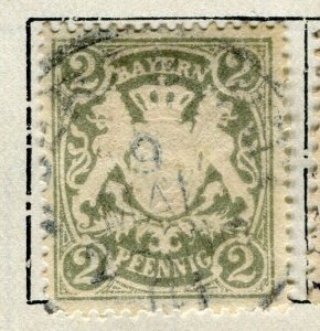 GERMANY; BAVARIA 1880s classic Perf fine used 3k. value Postmark