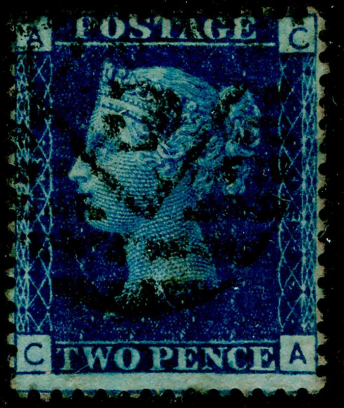 SG47, 2d dp blue plate 13, USED. Cat £30. CA