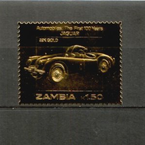 Zambia 1986 - 100 Years of Automobiles Cars - Jaguar - Gold Stamp - MNH