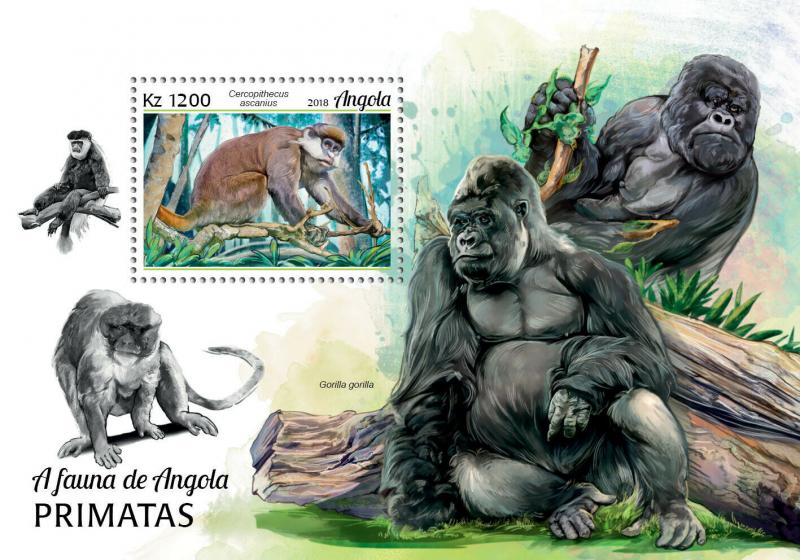 Z08 IMPERF ANG18123b ANGOLA 2018 Primates MNH ** Postfrisch